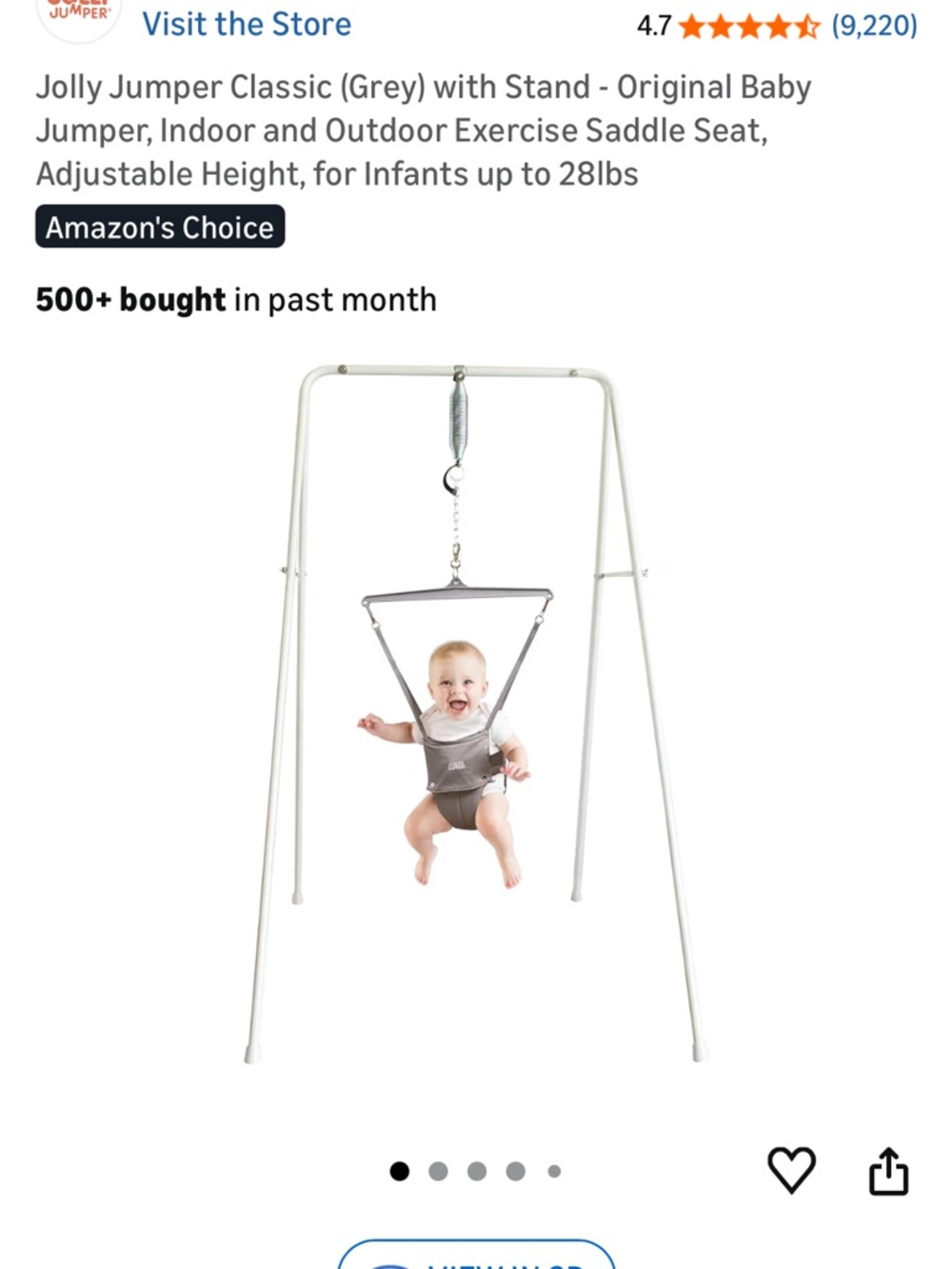 Jolly Jumper Classic Baby Jumper - Grey